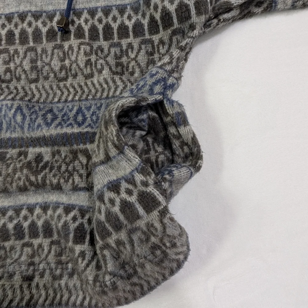 vtg French Country Express Blue Patterned Quarter-Zip Sweatshirt Mens Size S‎